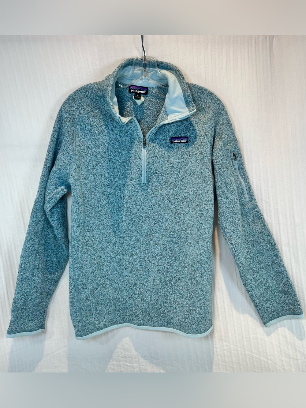 Patagonia Sz XL Heathered Light Blue Better Sweater 1/4 Zip Pullover Jacket